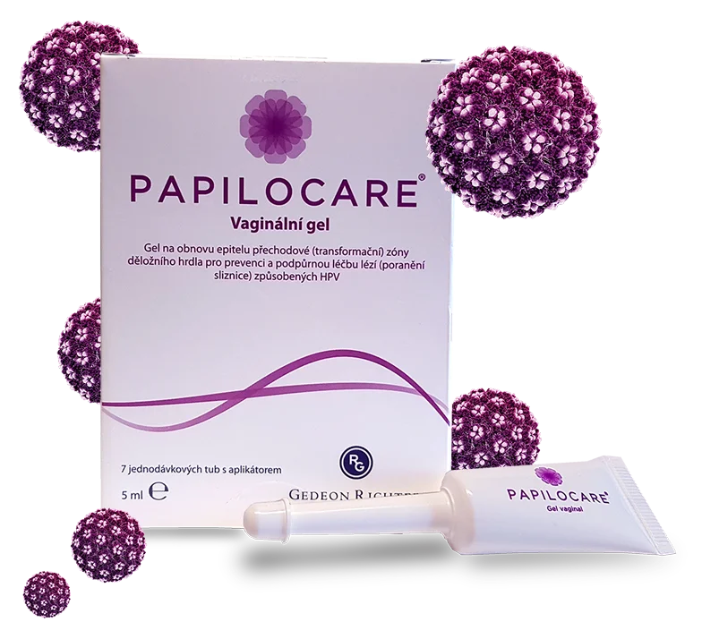 Oficiální balení Papilocare - pro léčbu a prevenci lézí děložního čípku způsobených HPV infekcí